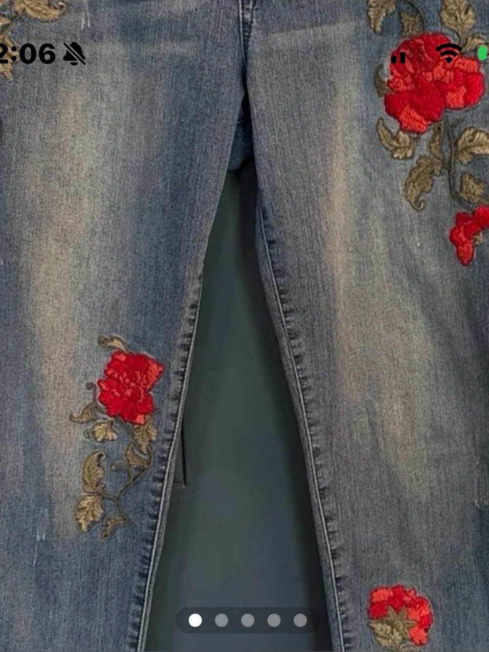 Vintage America Red Rose Embroidered Straight Leg Jeans